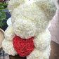Ours en roses avec coeur 40 cm Blanc