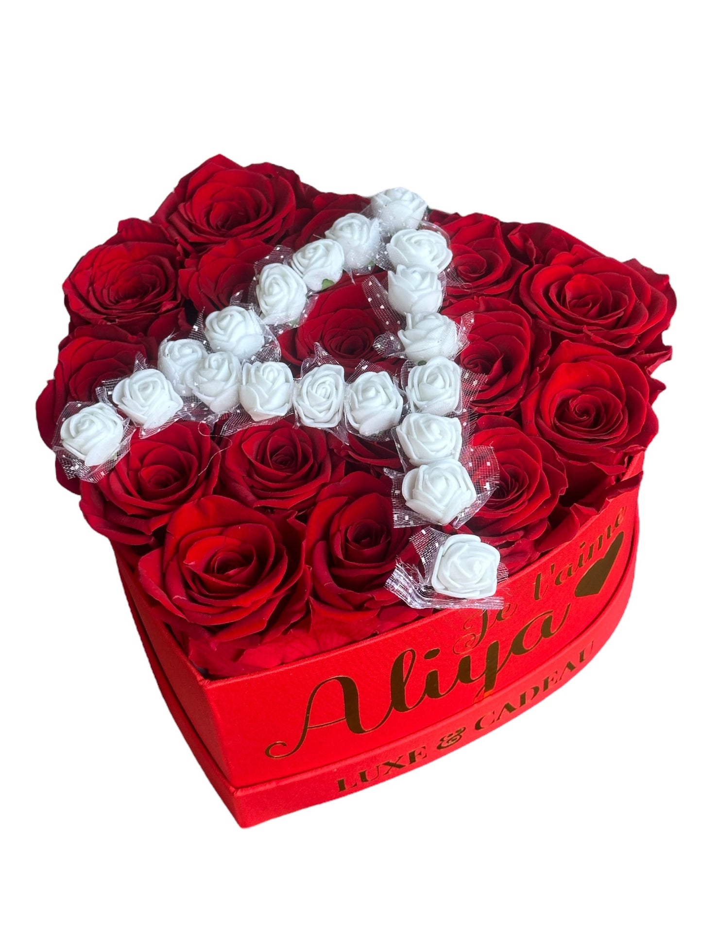 Cœur de roses avec lettre rose éternelles forme de cœur rose rouge