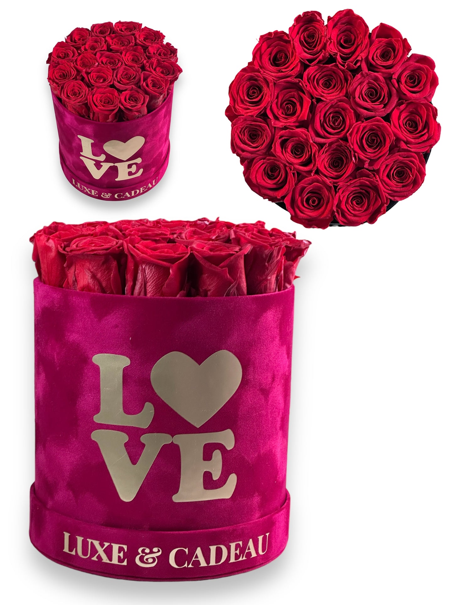 Collection bouquets roses éternelles 100% naturelle • BOX VELVET •