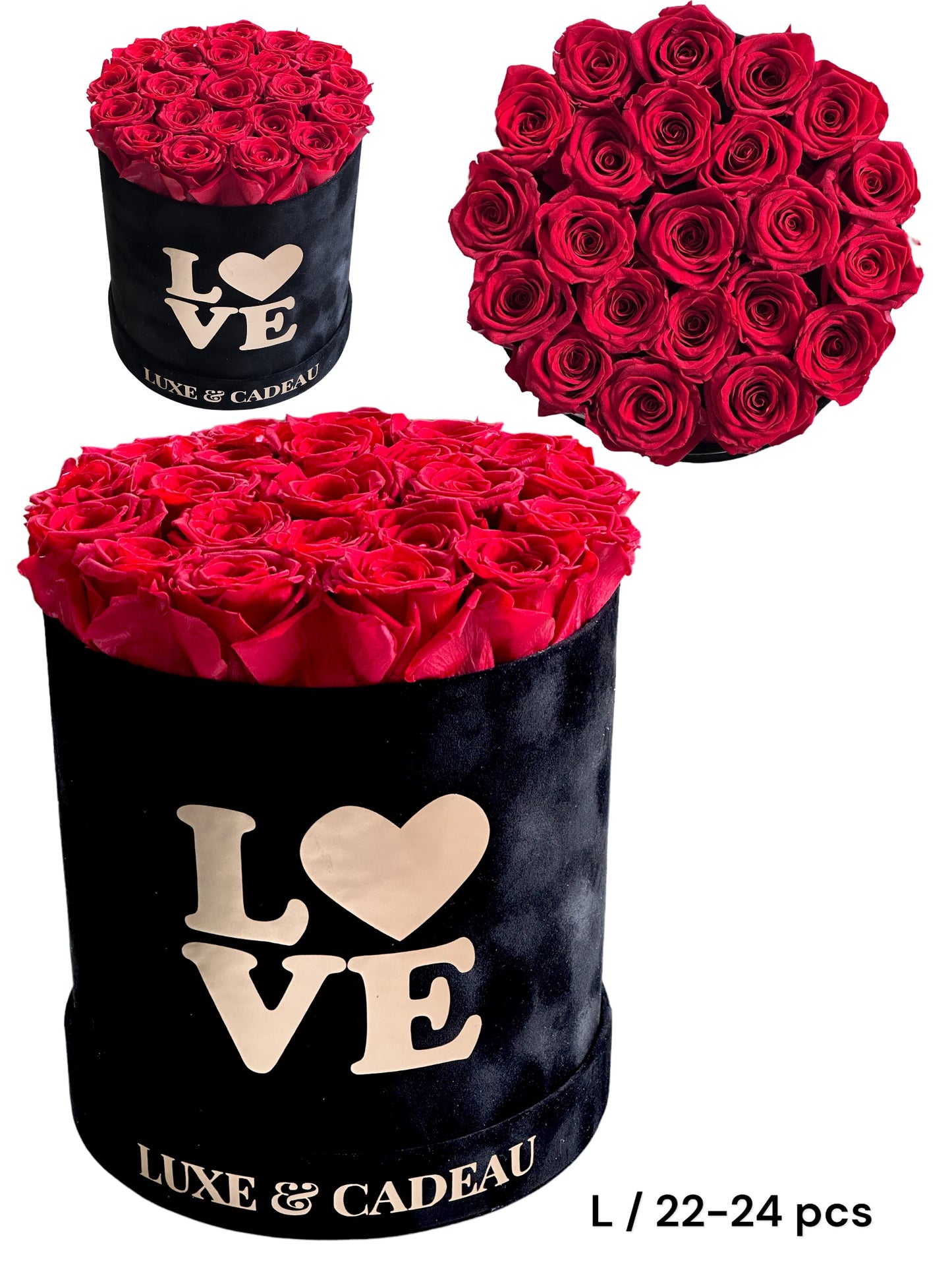 Collection bouquets roses éternelles 100% naturelle • BOX VELVET •