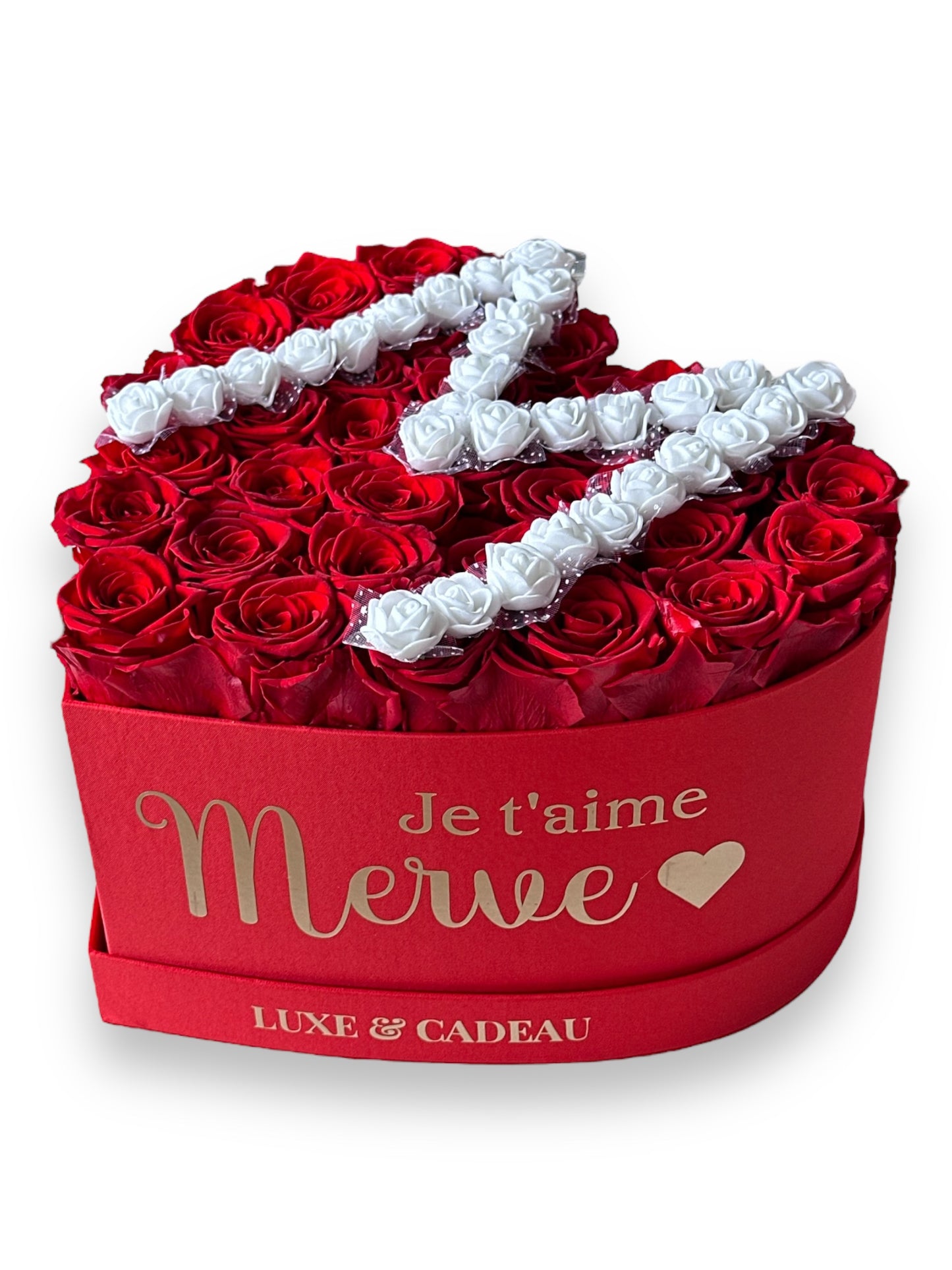 Cœur de roses avec lettre rose éternelles forme de cœur rose rouge