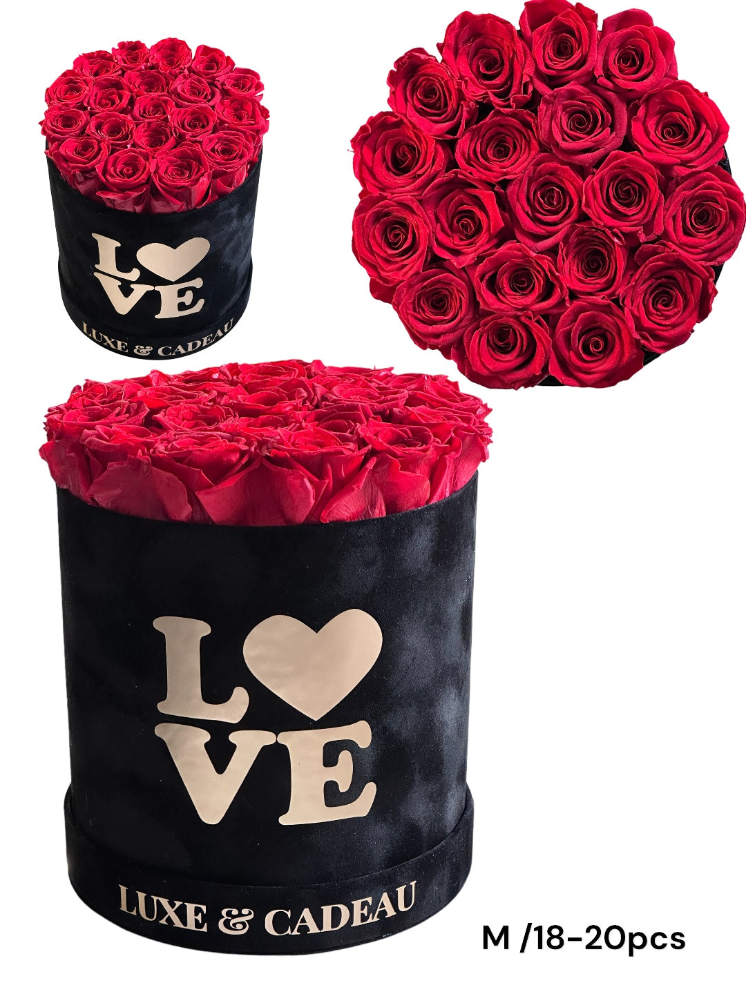 Collection bouquets roses éternelles 100% naturelle • BOX VELVET •