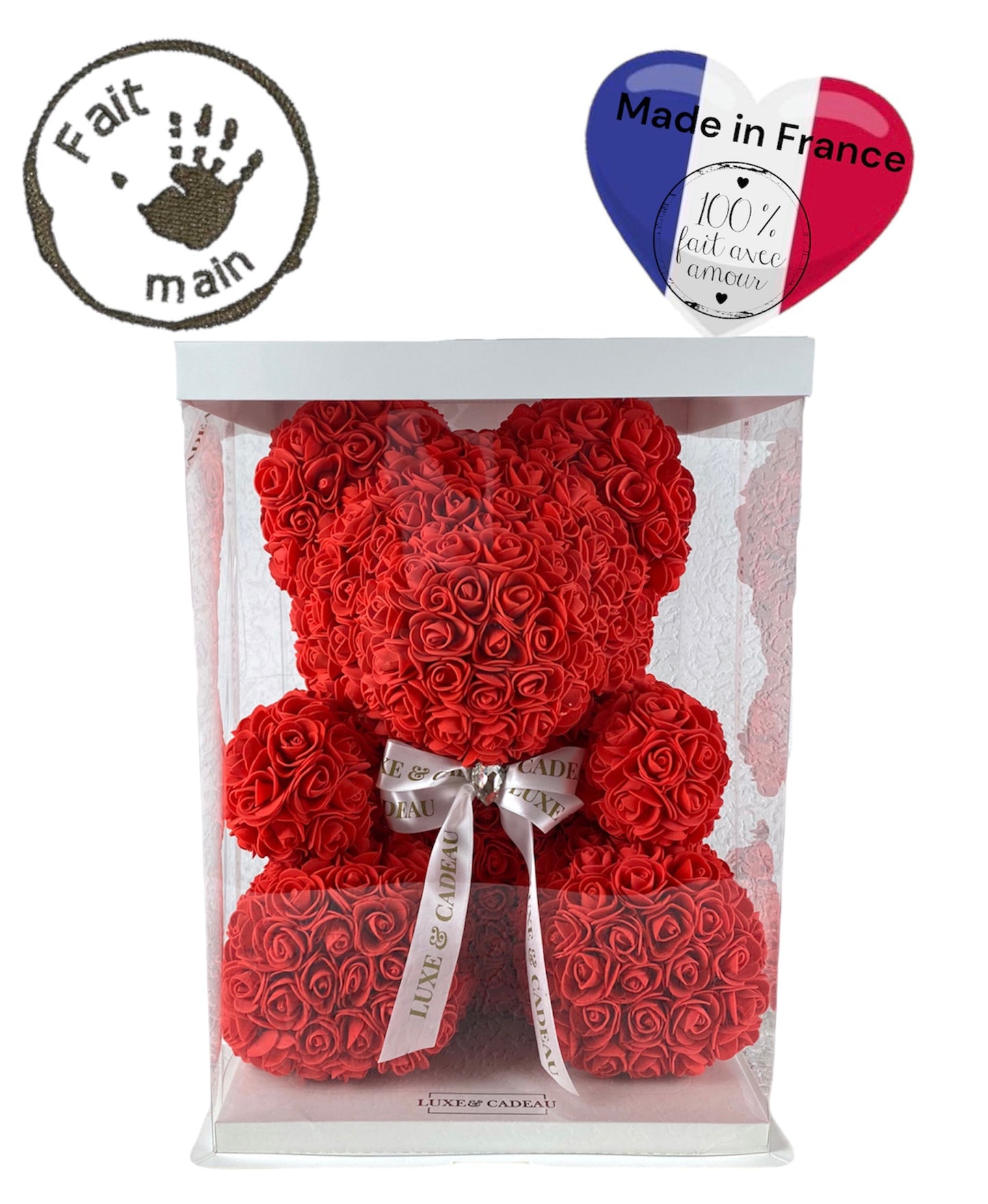 Ours en roses Rouge 40 cm