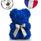 Ours en roses 25cm Bleu