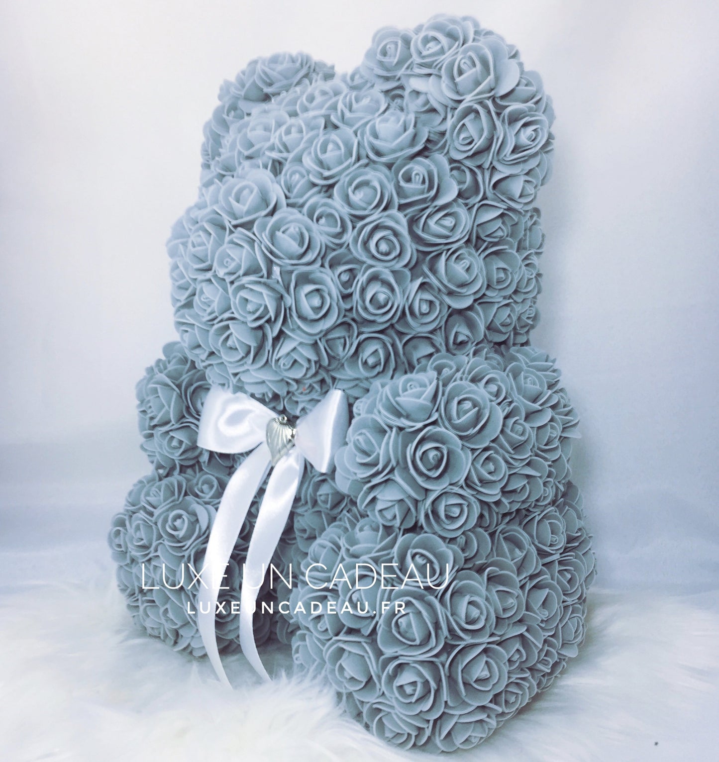 Ours en roses 40 cm Gris