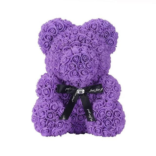 Ours en roses Violet 40 cm