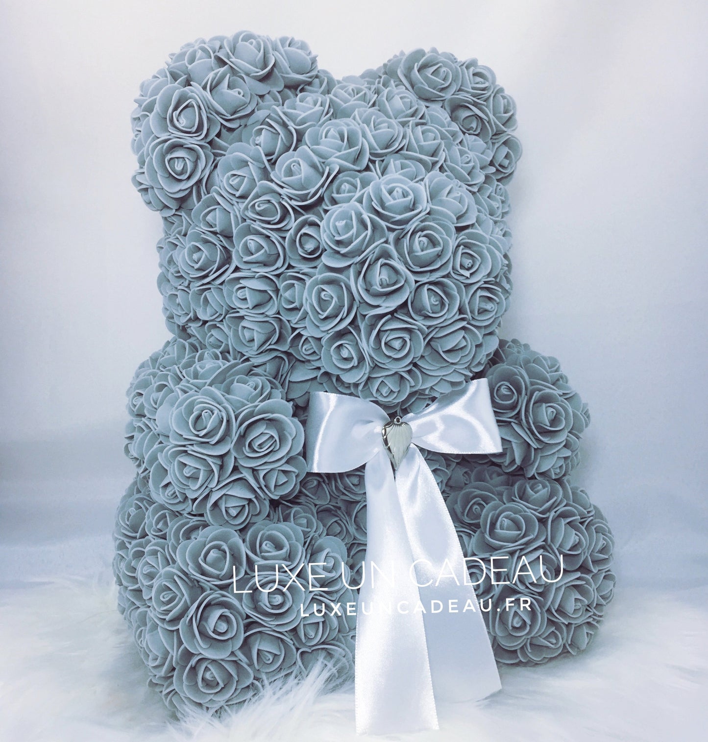 Ours en roses 40 cm Gris