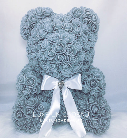 Ours en roses 40 cm Gris