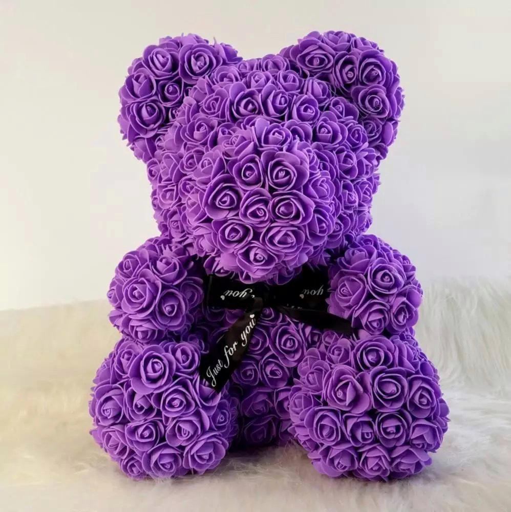 Ours en roses Violet 40 cm