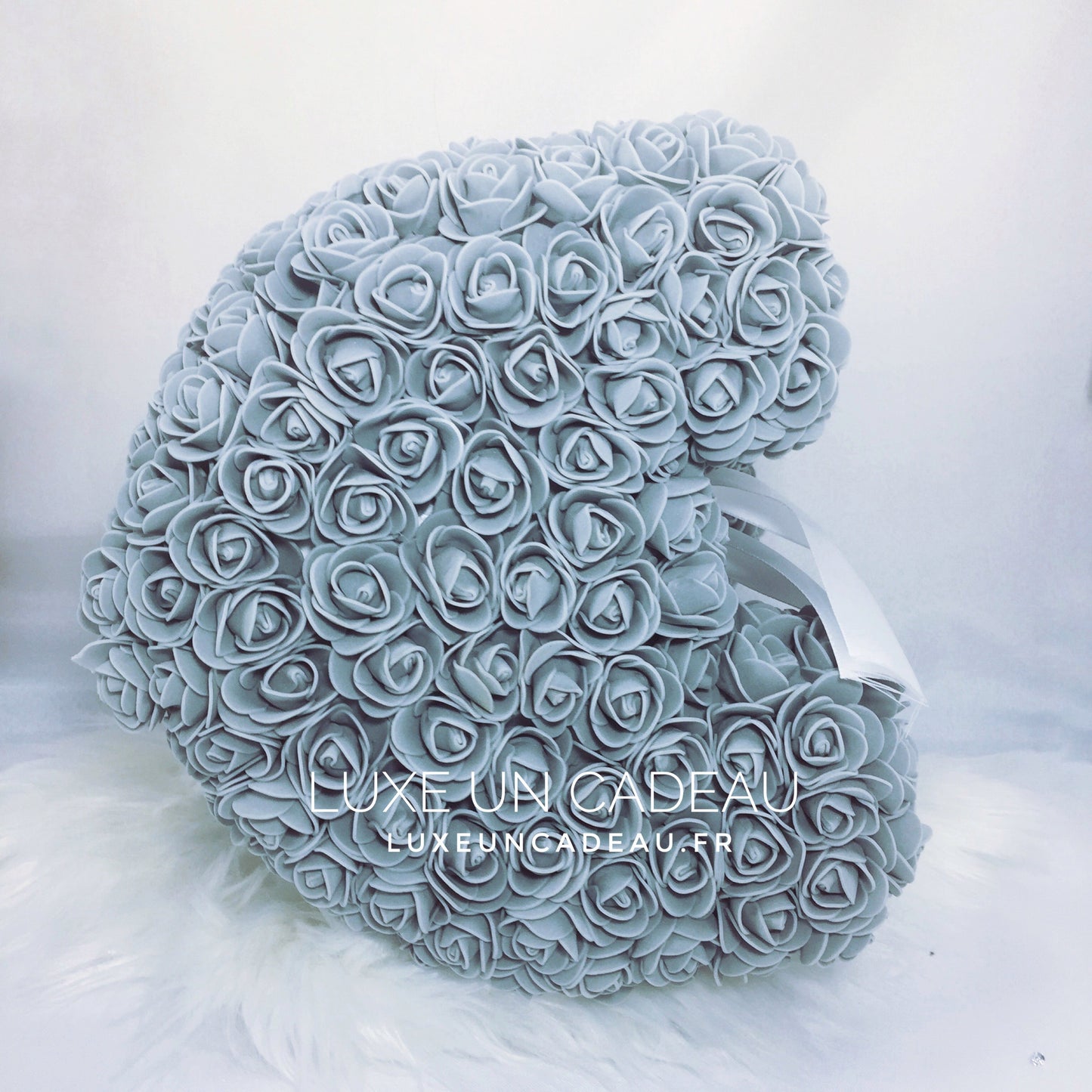 Ours en roses 40 cm Gris