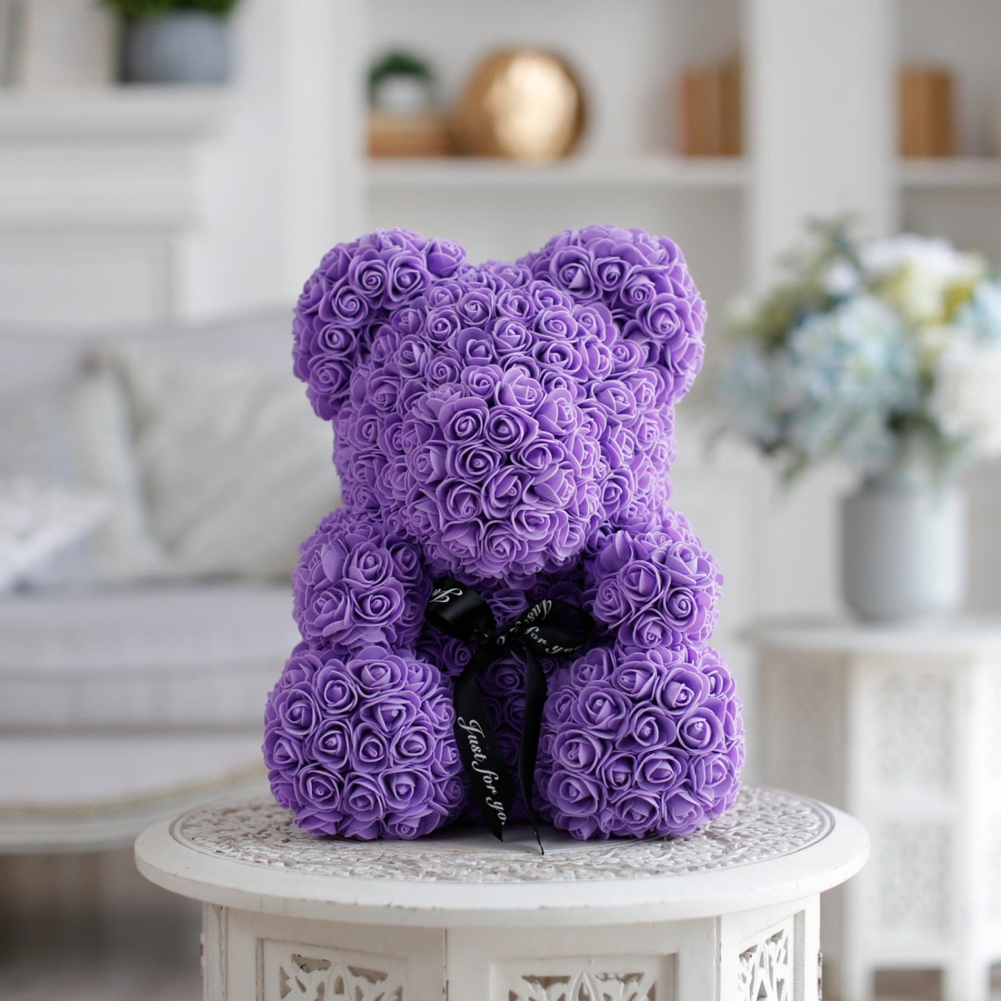 Ours en roses Violet 40 cm