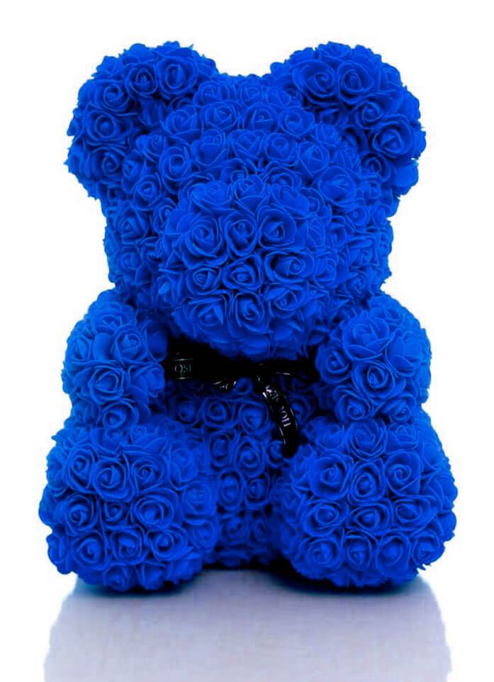 Ours en roses Bleu 40 cm