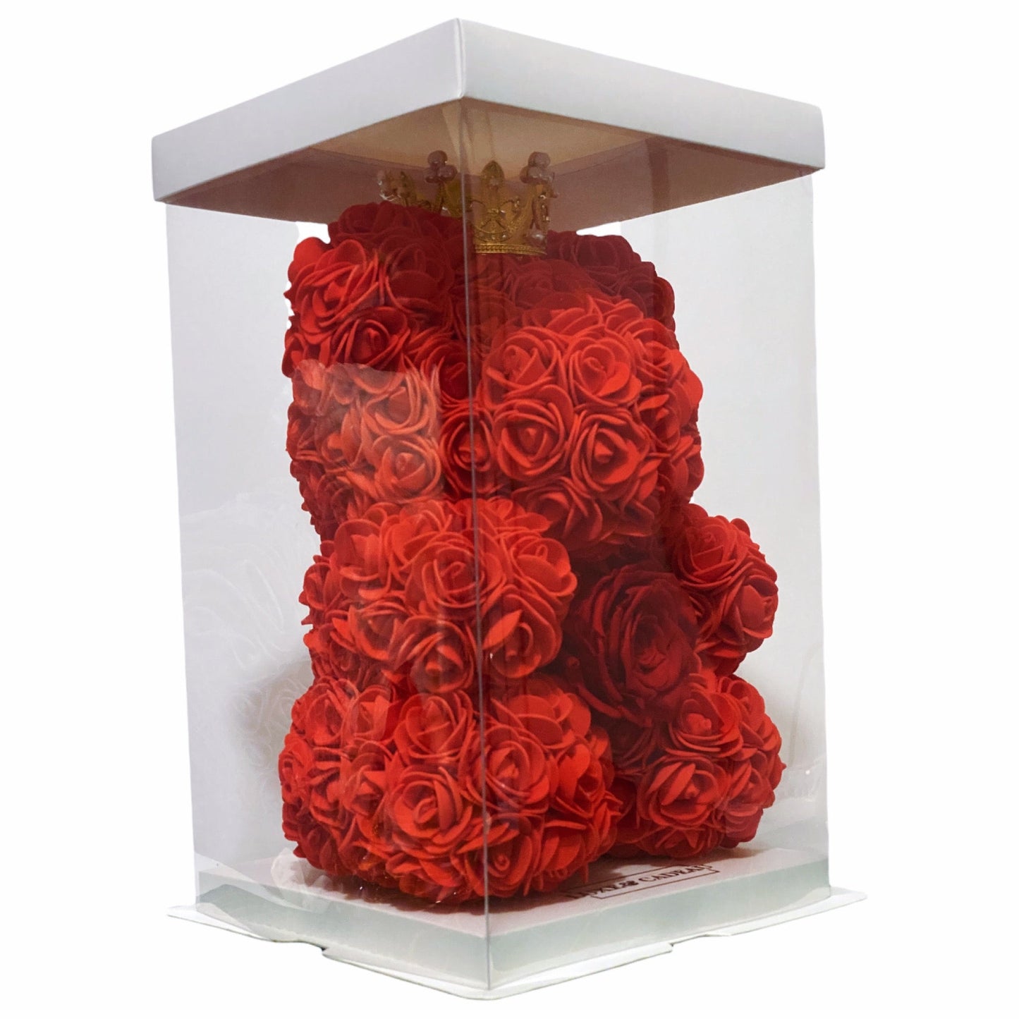 Ours en rose avec rose éternelle 25 cm