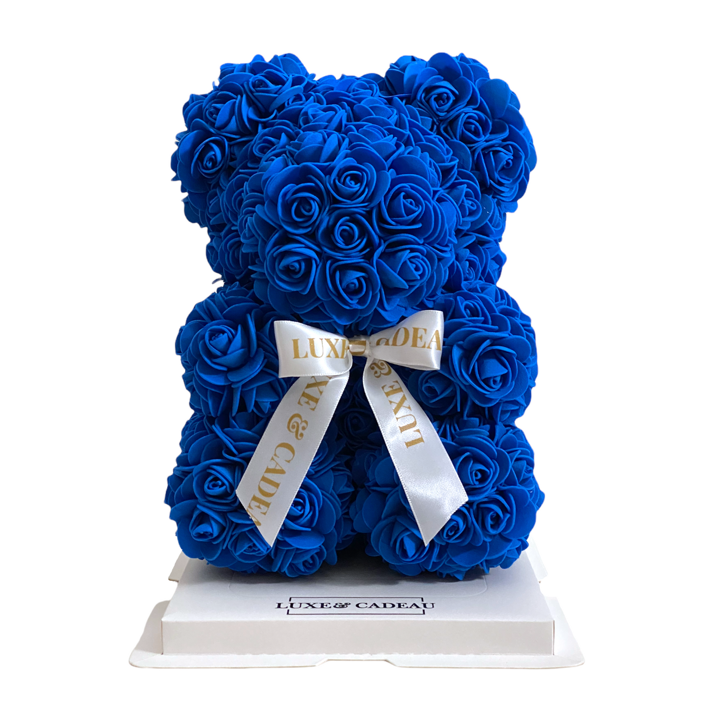 Ours en roses 25cm Bleu