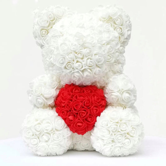 ROSE BEAR WHITE 40CM + BOÎTE