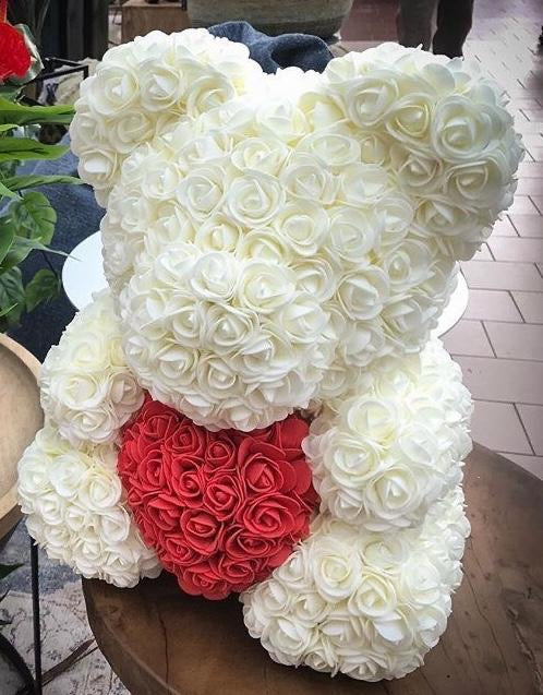 ROSE BEAR WHITE 40CM + BOÎTE